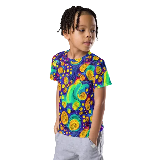 Electric Spiral Garden on a Kids Crew Neck T-Shirt