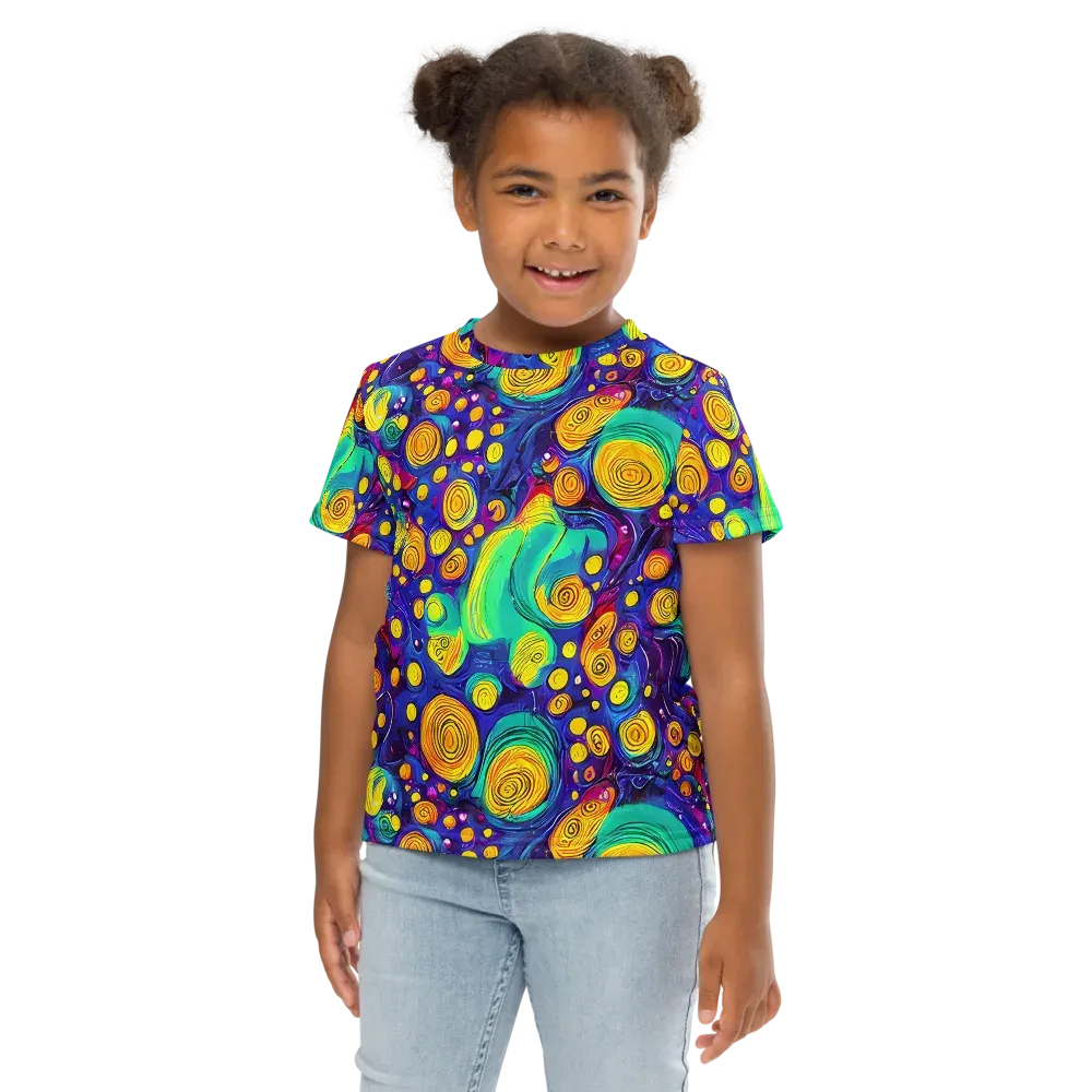 Electric Spiral Garden on Kids Crew Neck T-Shirt — Front