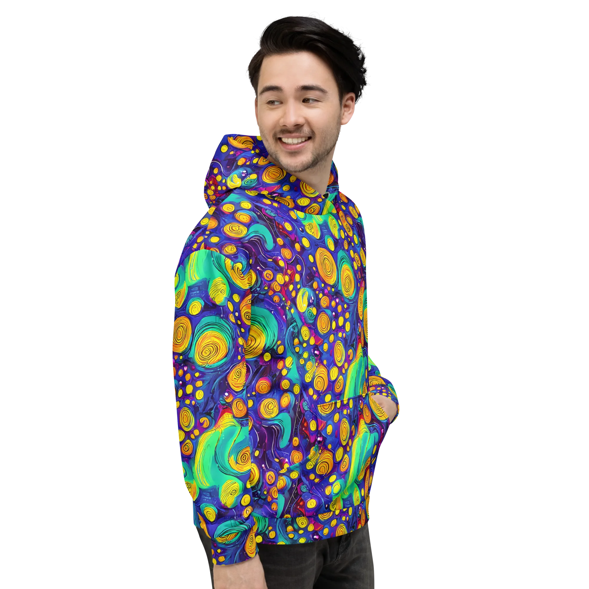 Electric Spiral Garden on Hoodie — Right