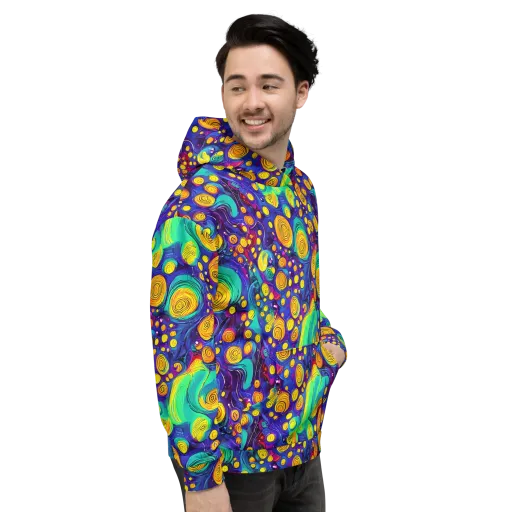 Electric Spiral Garden on a Hoodie