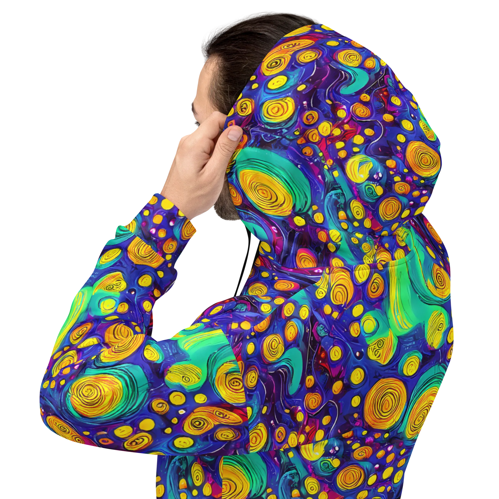Electric Spiral Garden on Hoodie — Back