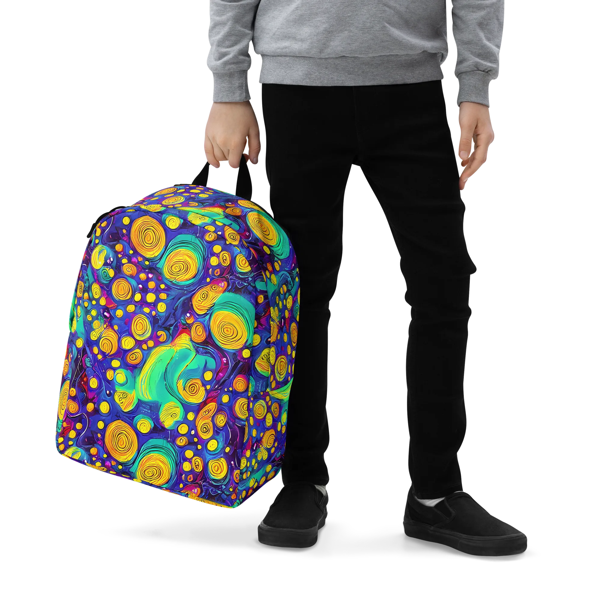 Electric Spiral Garden on Minimalist Backpack — Zoomed-in