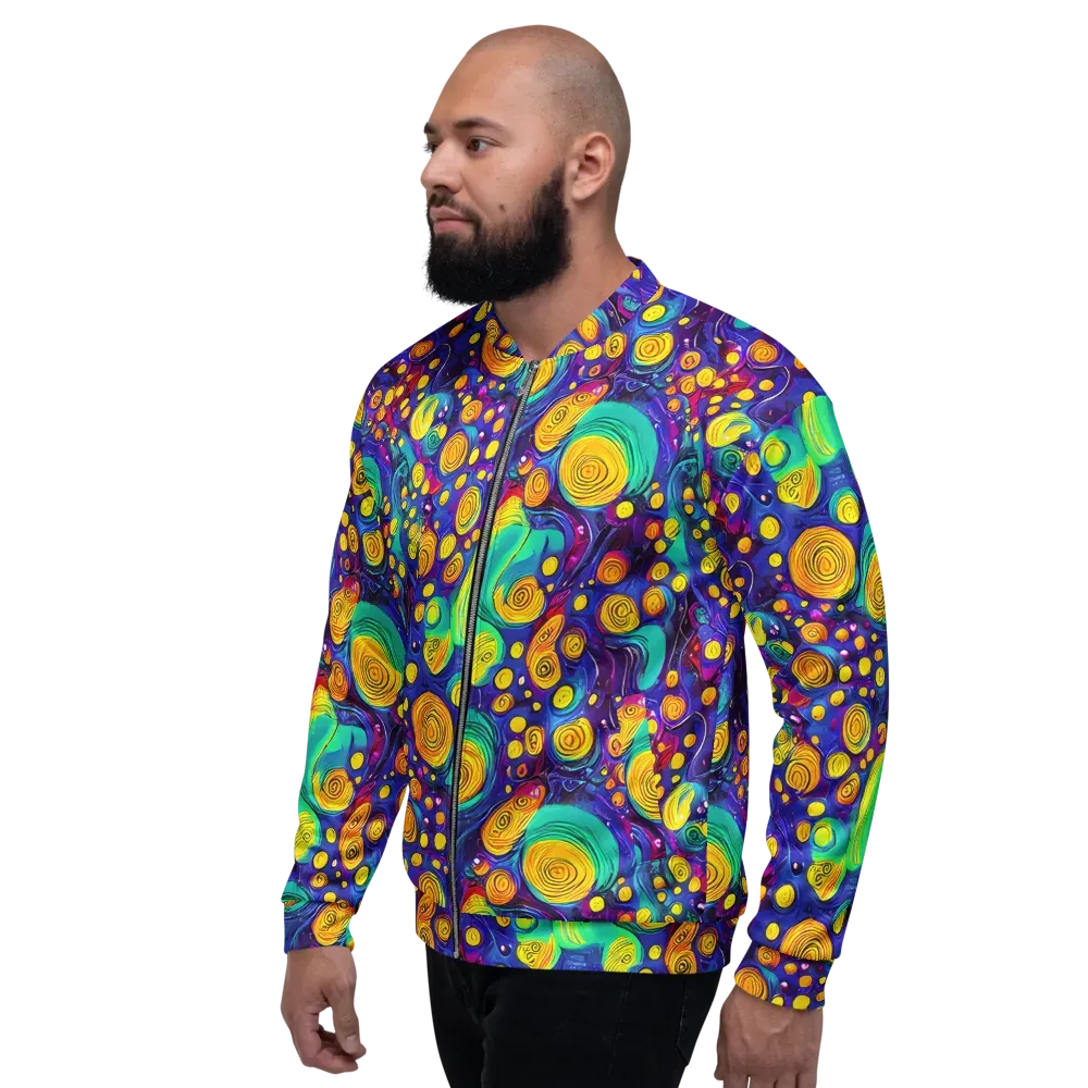 Electric Spiral Garden on Bomber Jacket — Left