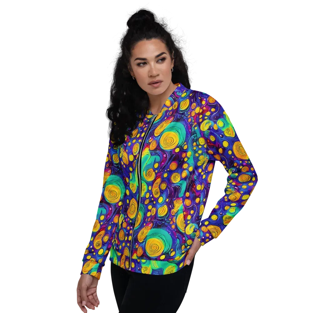 Electric Spiral Garden on Bomber Jacket — Left