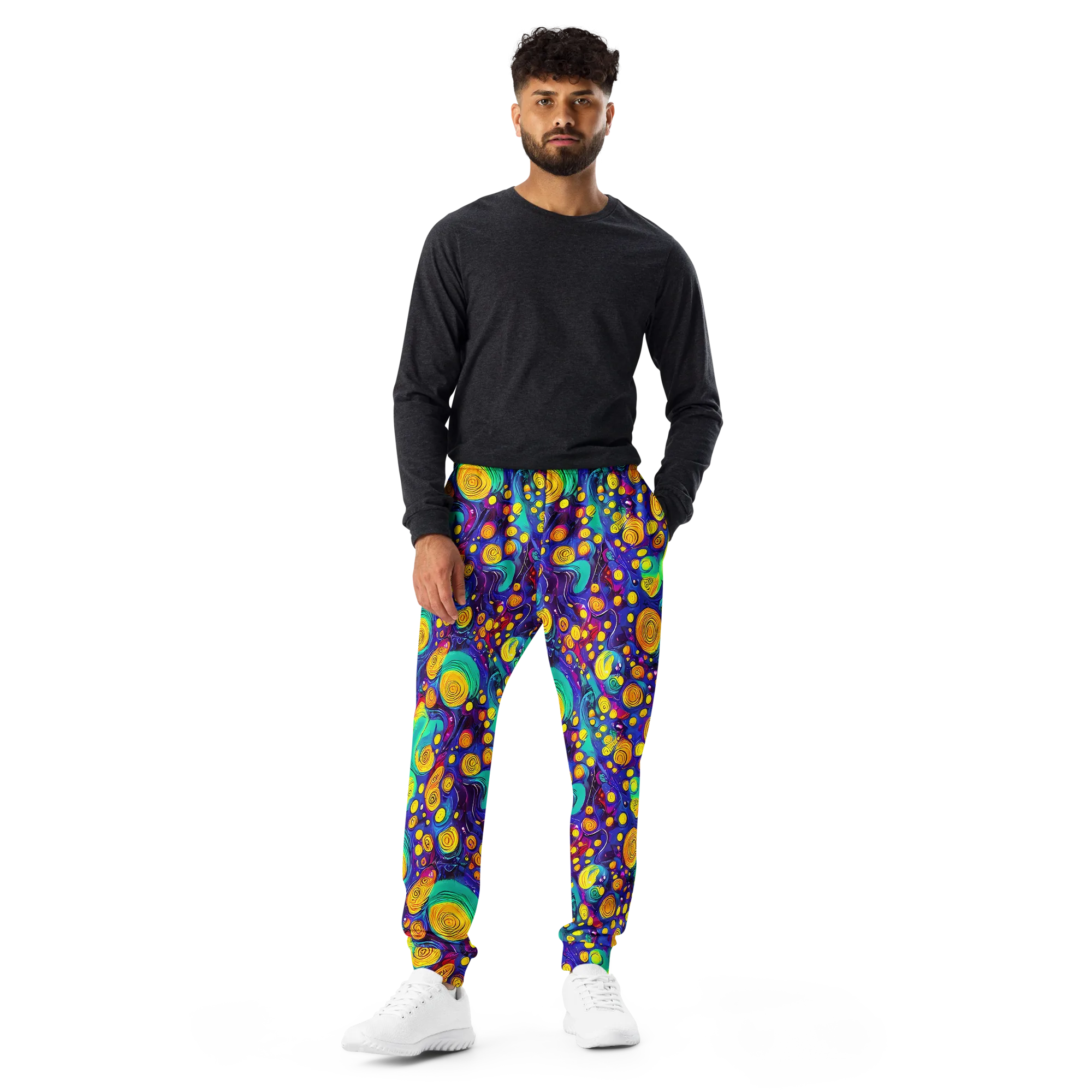 Electric Spiral Garden on Men's Joggers — Front