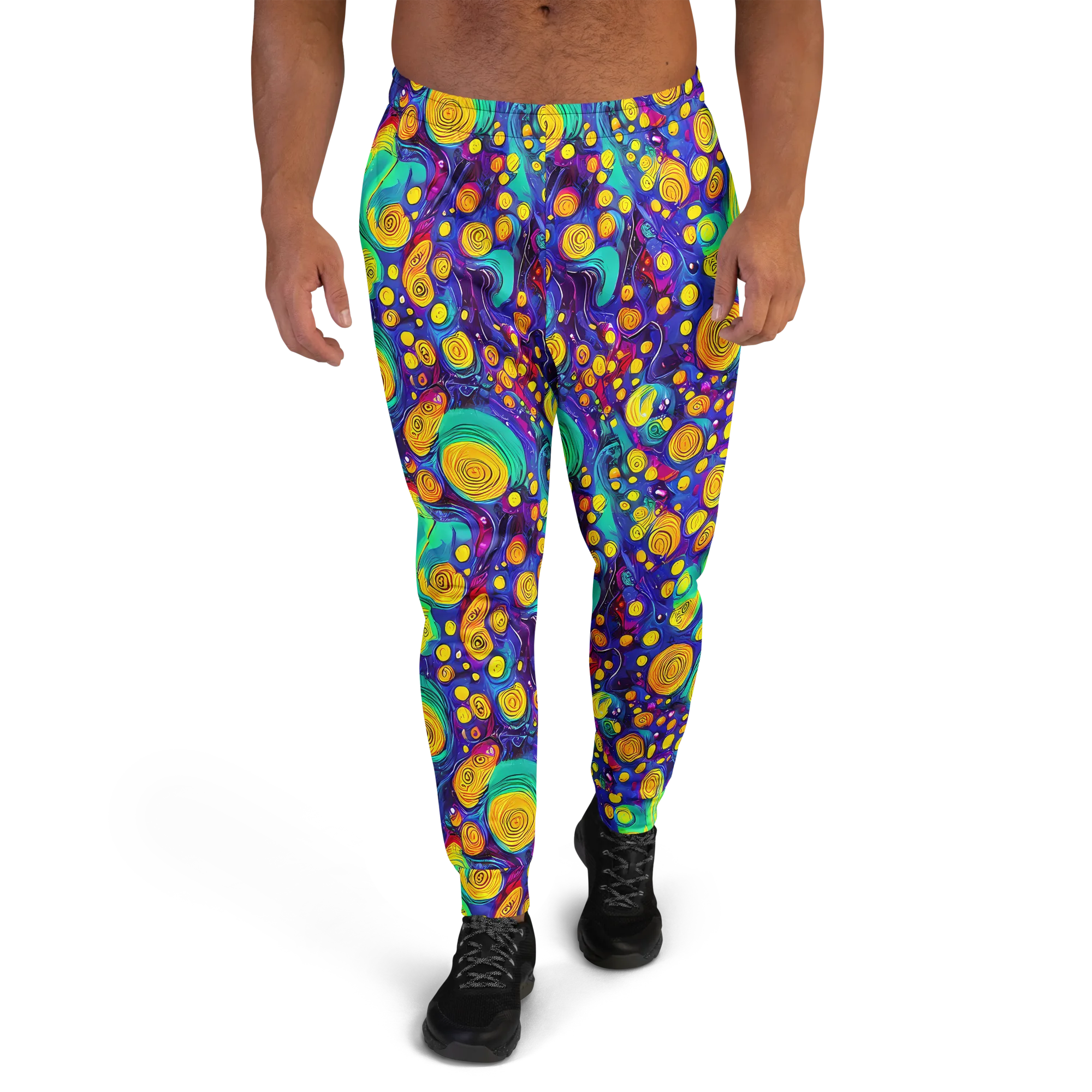 Electric Spiral Garden on Men's Joggers — Front