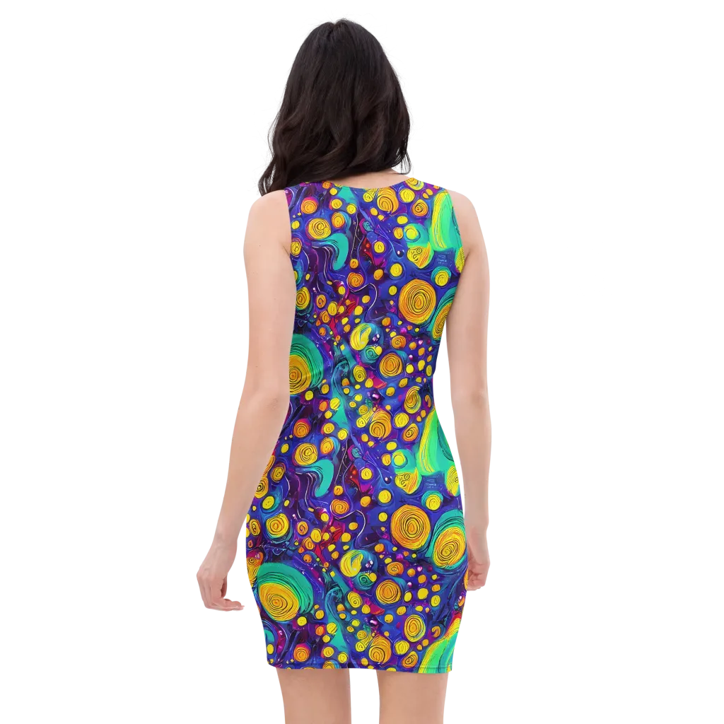 Electric Spiral Garden on Bodycon Dress — Back