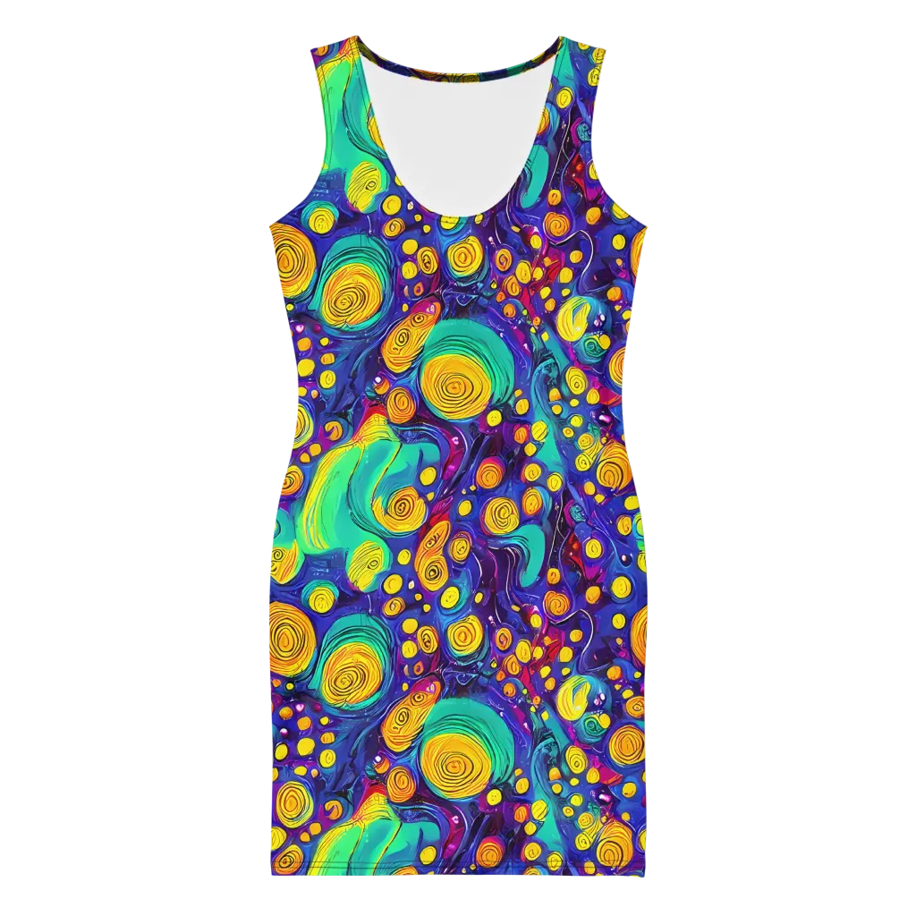 Electric Spiral Garden on Bodycon Dress — Front