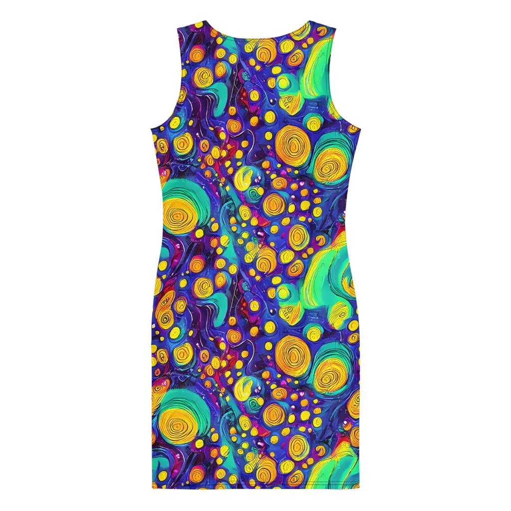 Electric Spiral Garden on Bodycon Dress — Back