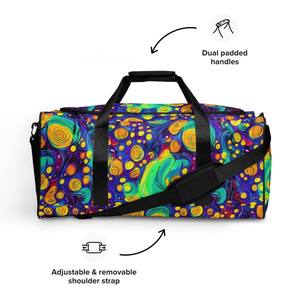 Electric Spiral Garden on Duffle Bag — Front