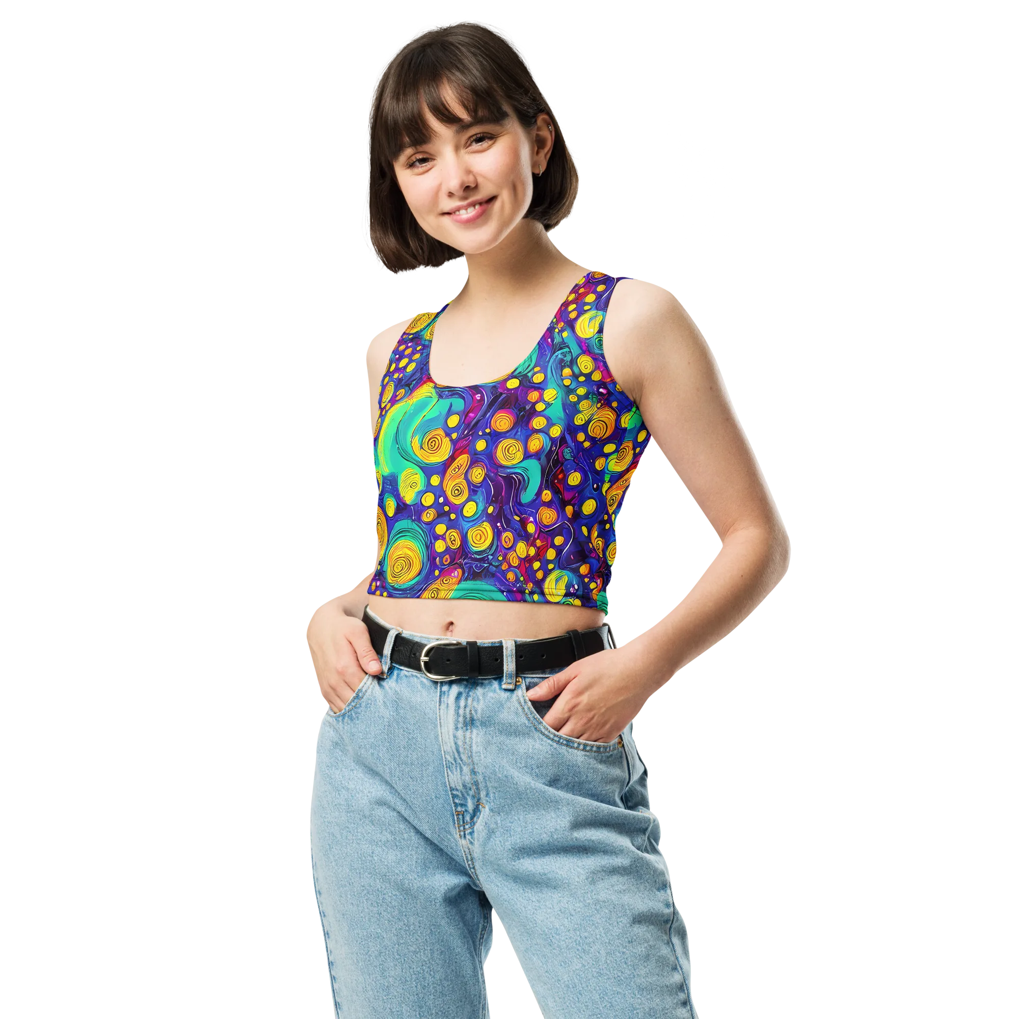 Electric Spiral Garden on Crop Top — Front