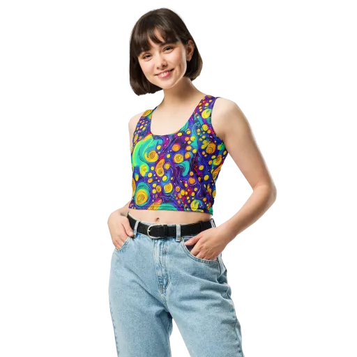 Electric Spiral Garden on a Crop Top