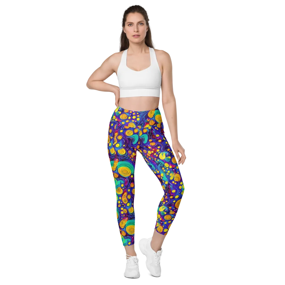 Electric Spiral Garden on Leggings with Pockets — Front