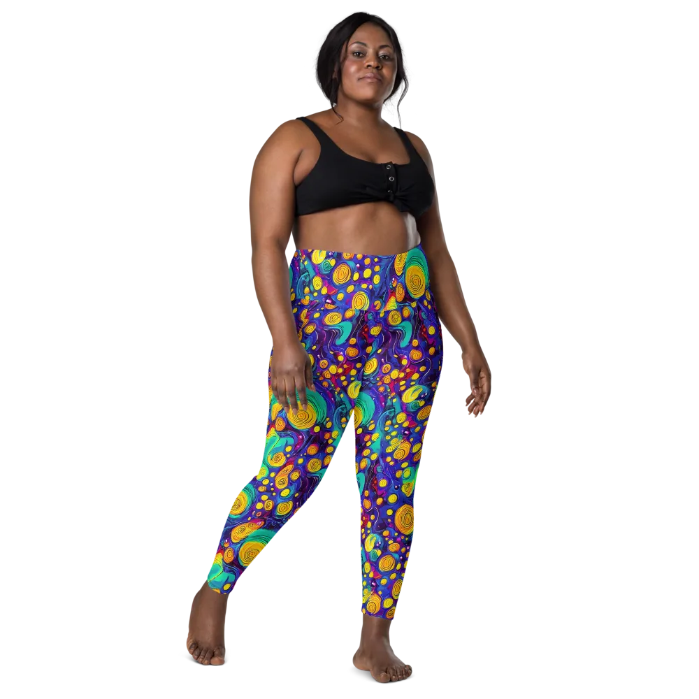 Electric Spiral Garden on Leggings with Pockets — Front