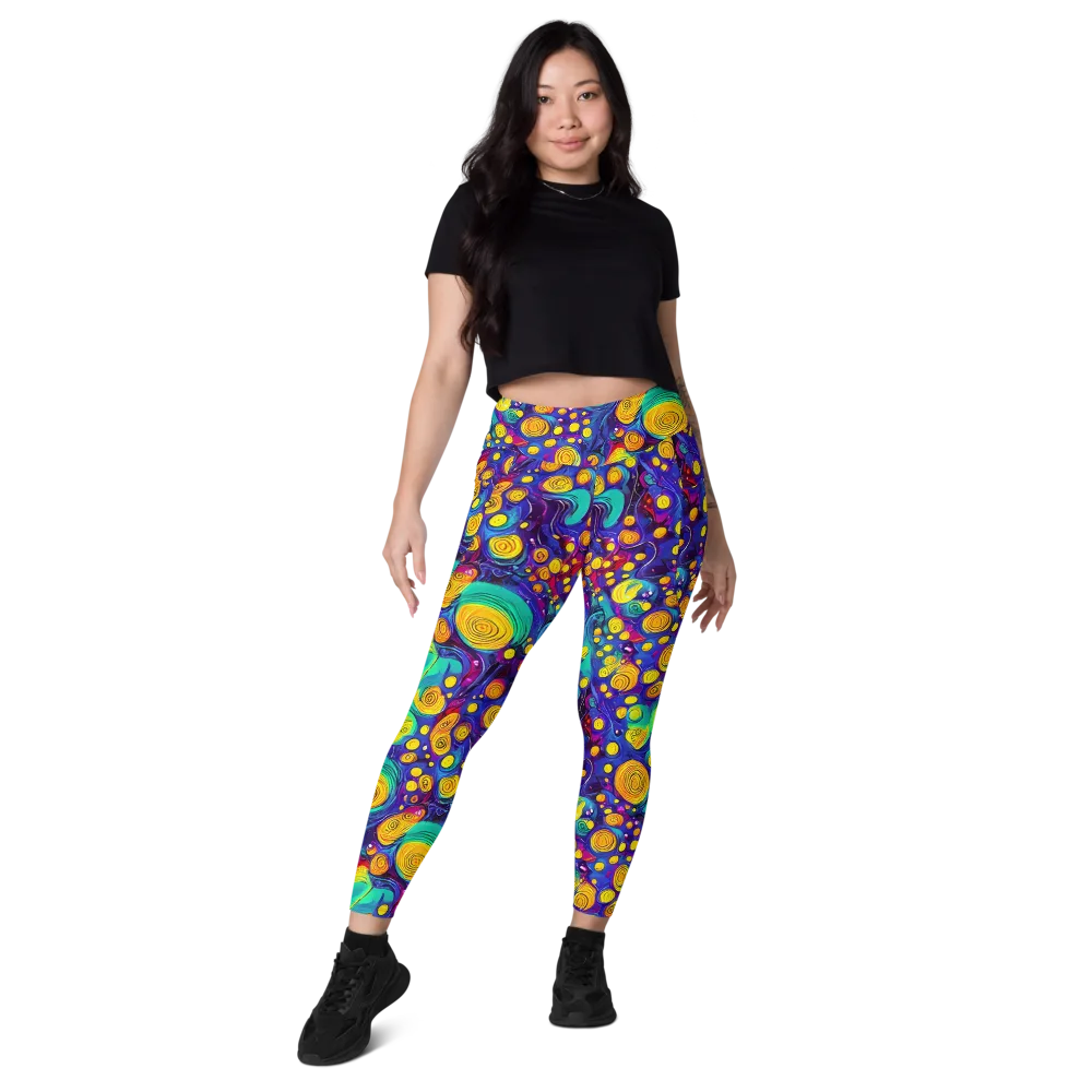 Electric Spiral Garden on Leggings with Pockets — Front