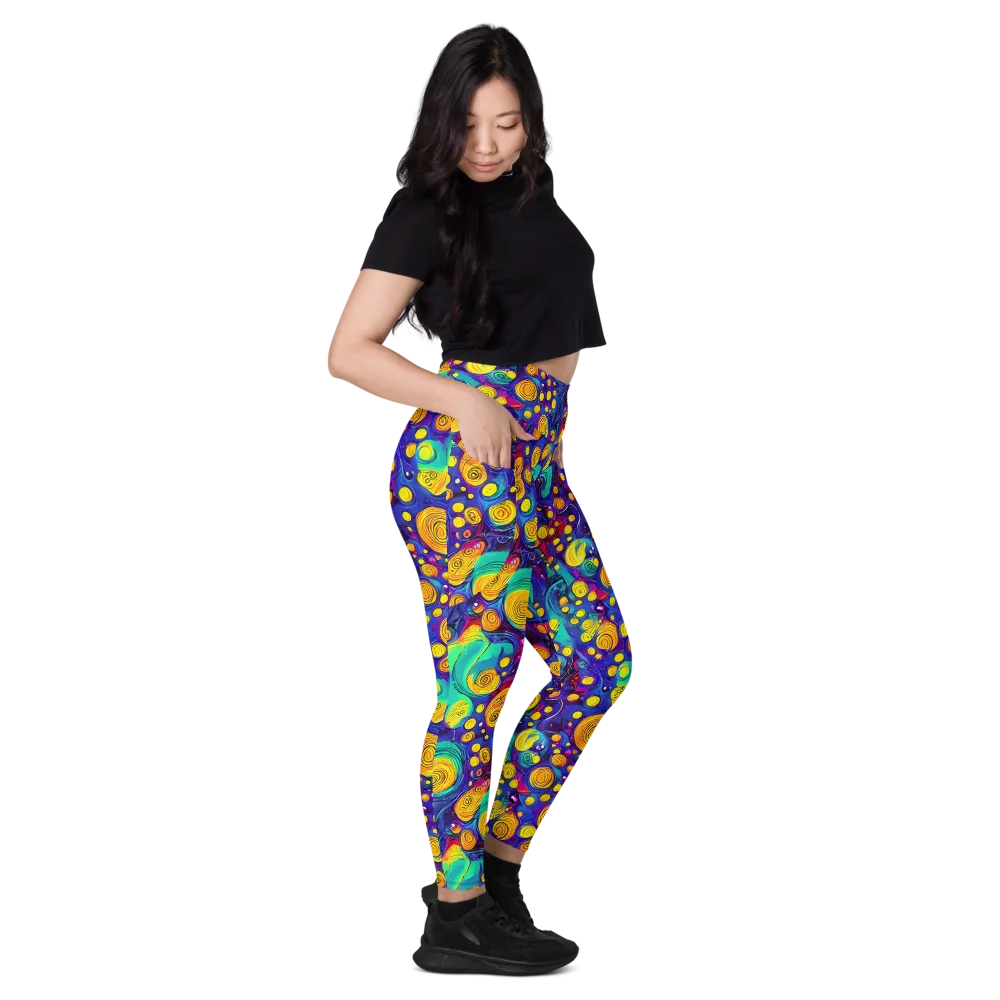 Electric Spiral Garden on Leggings with Pockets — Right