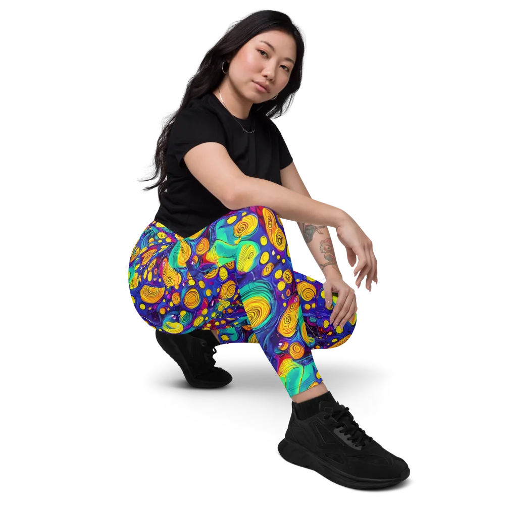 Electric Spiral Garden on Leggings with Pockets — Right Front