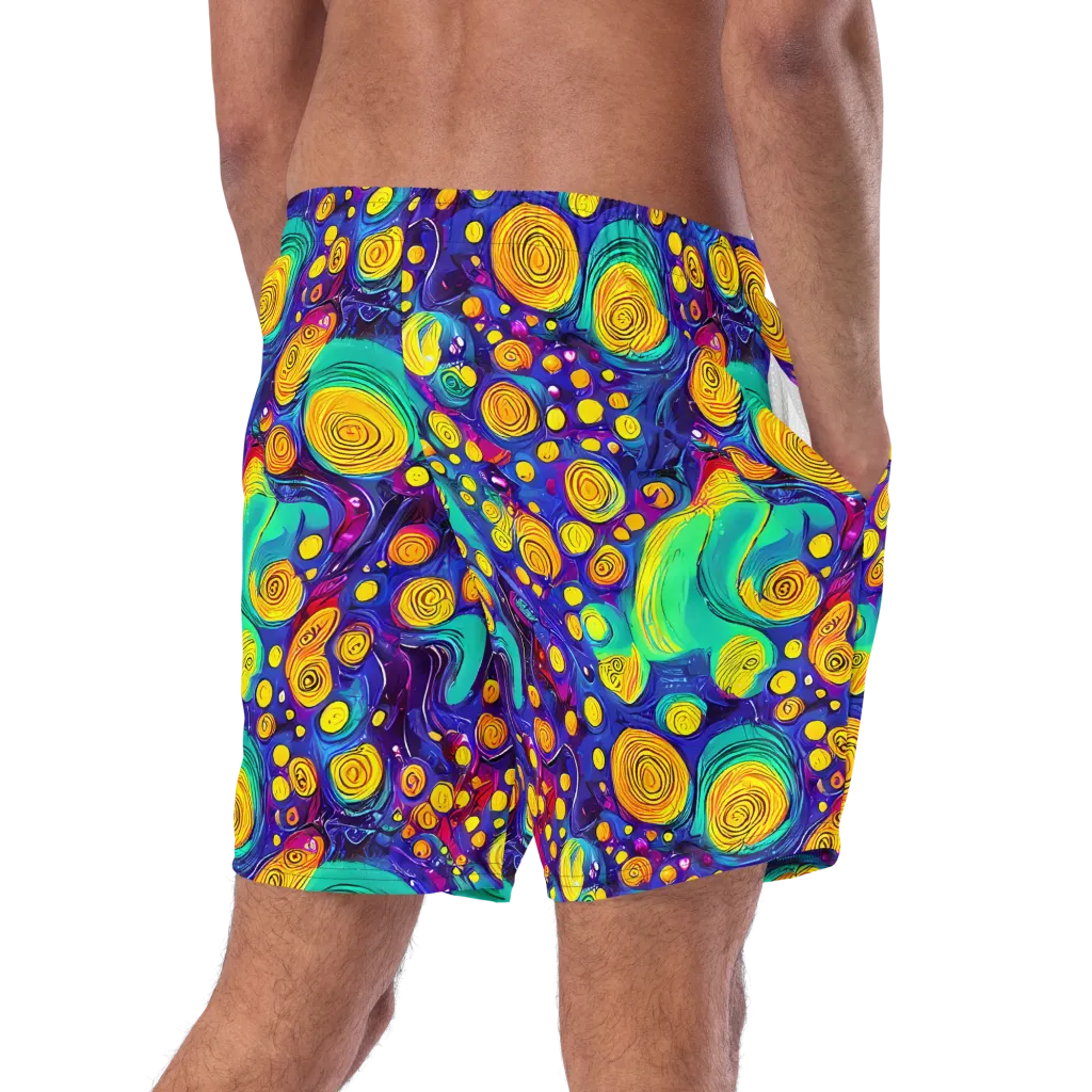 Electric Spiral Garden on Swim Trunks — Right Back