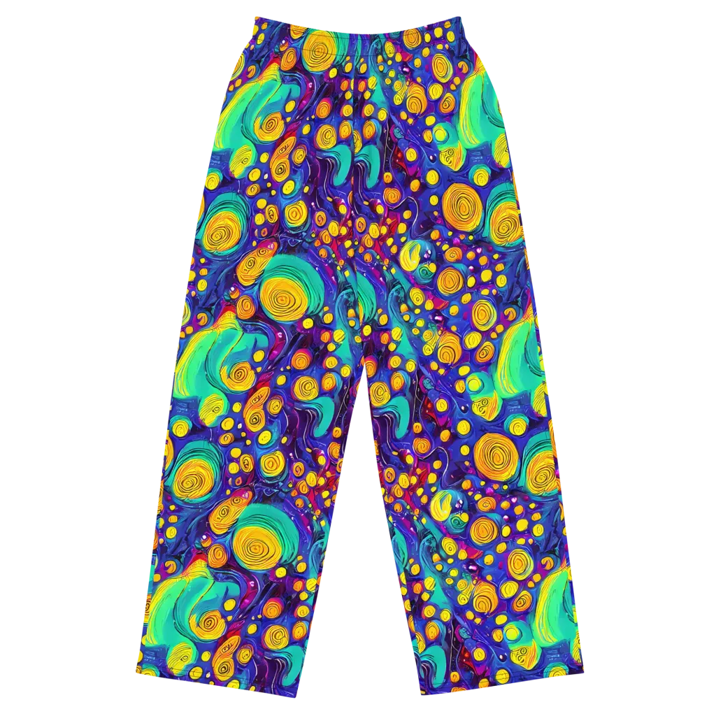 Electric Spiral Garden on Wide-Leg Pants — Front
