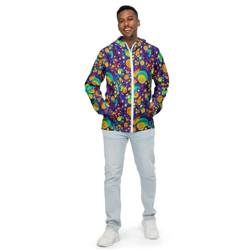 Electric Spiral Garden on a Men's Windbreaker