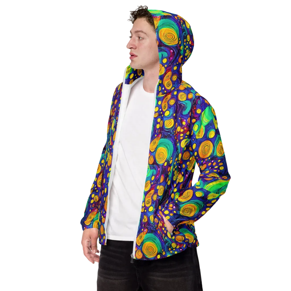 Electric Spiral Garden on Men's Windbreaker — Left Front