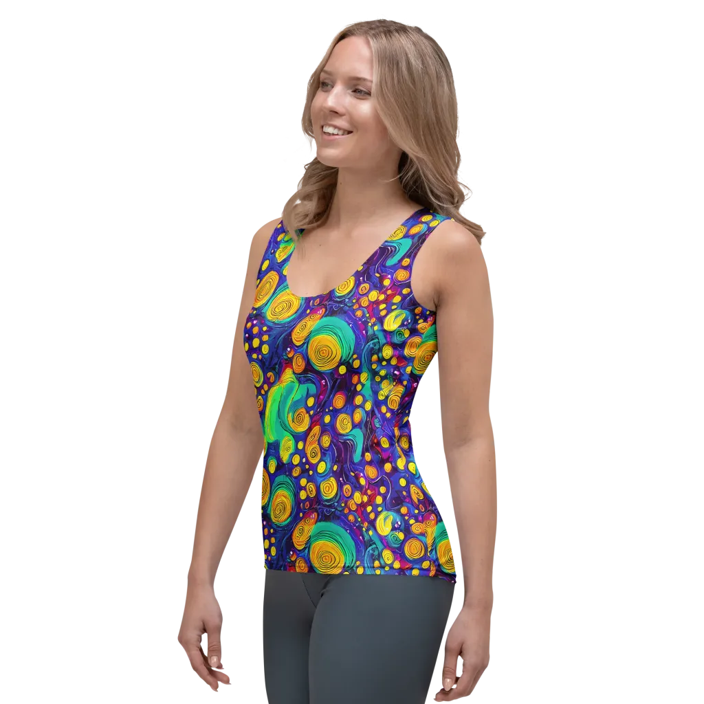 Electric Spiral Garden on Women's Tank Top — Left Front