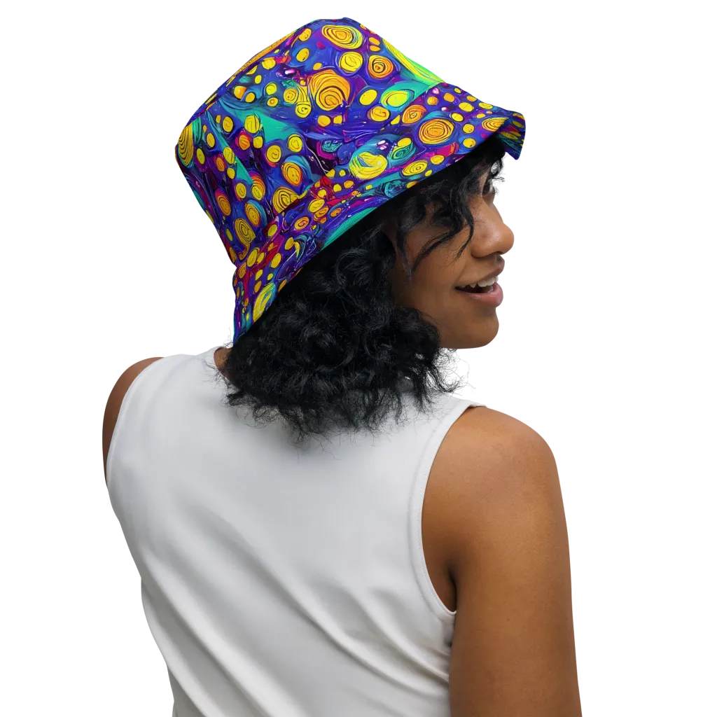 Electric Spiral Garden on Reversible Bucket Hat — Right Outside