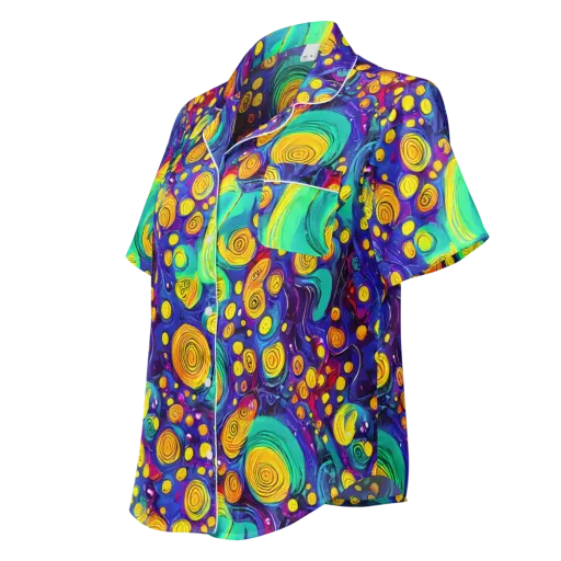 Electric Spiral Garden on a Women's Short Sleeve Pajama Top