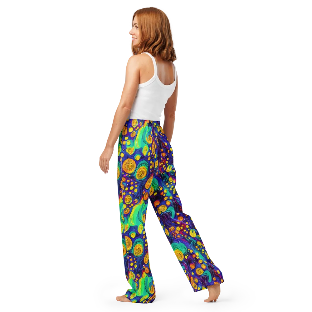 Electric Spiral Garden on Women's Pajama Pants — Back