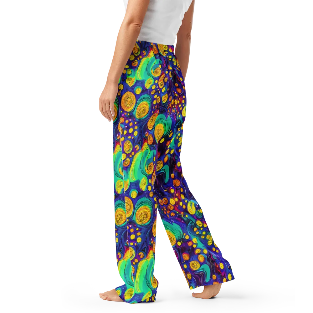 Electric Spiral Garden on Women's Pajama Pants — Left