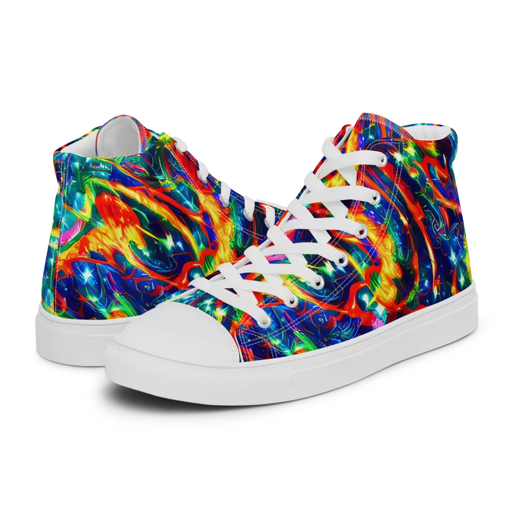 Firedance on Men's High Top Canvas Shoes — Left