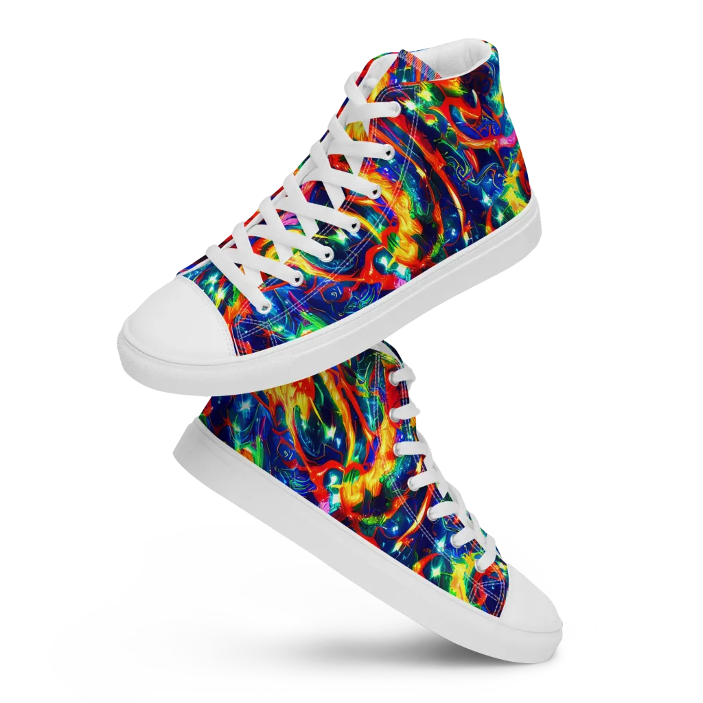 Firedance on Men's High Top Canvas Shoes — Front