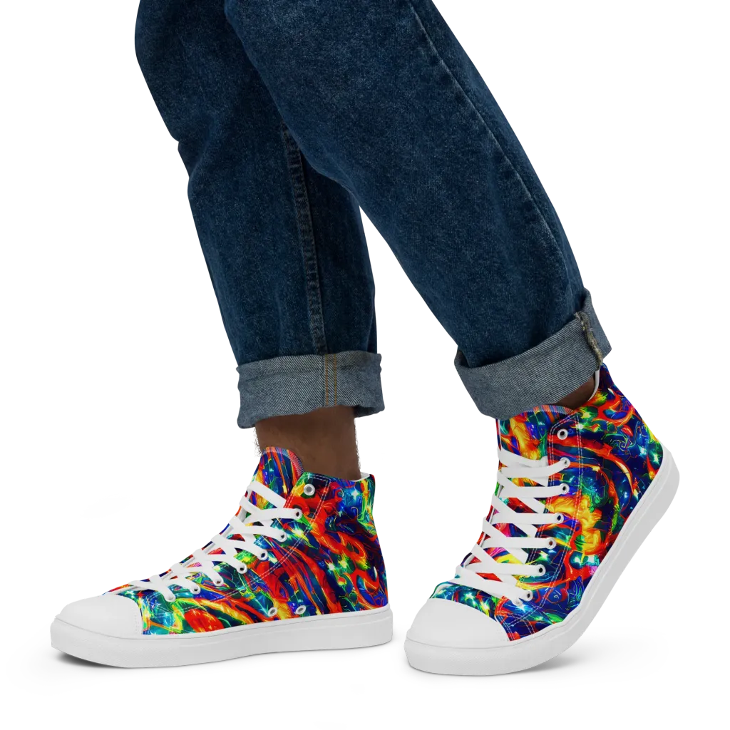 Firedance on Men's High Top Canvas Shoes — Left