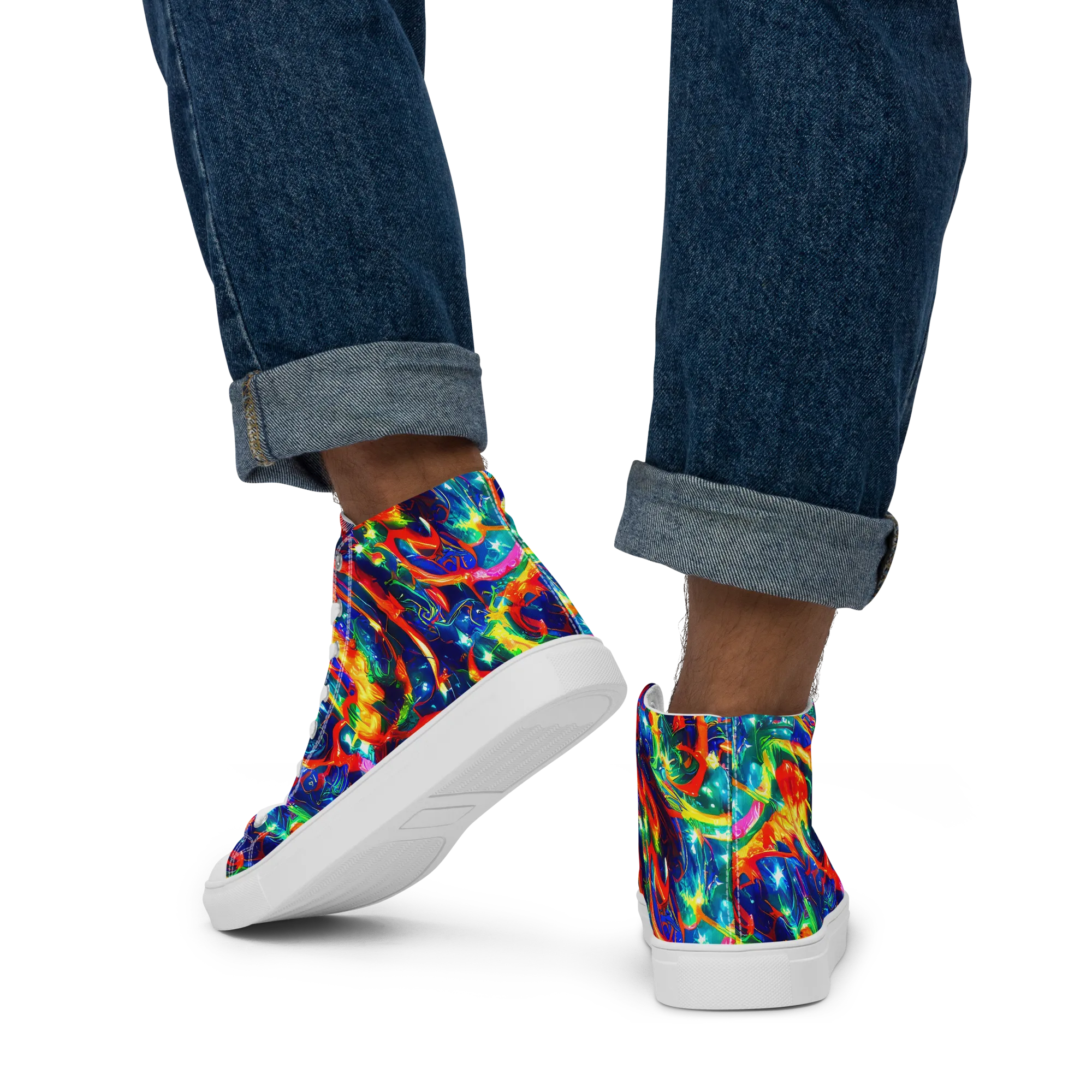 Firedance on Men's High Top Canvas Shoes — Back