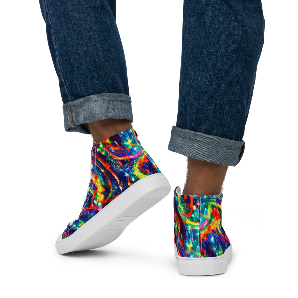 Firedance on Men's High Top Canvas Shoes — Back