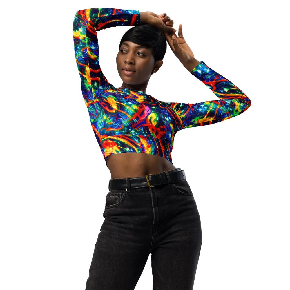 Firedance on Long Sleeve Crop Top — Front