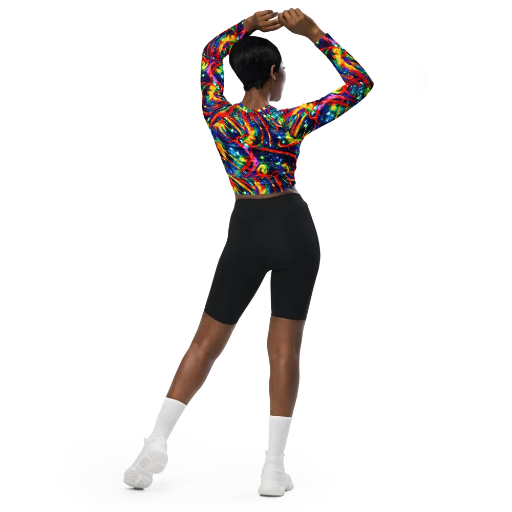 Firedance on Long Sleeve Crop Top — Back