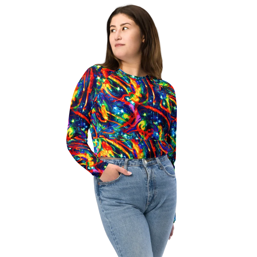Firedance on Long Sleeve Crop Top — Front