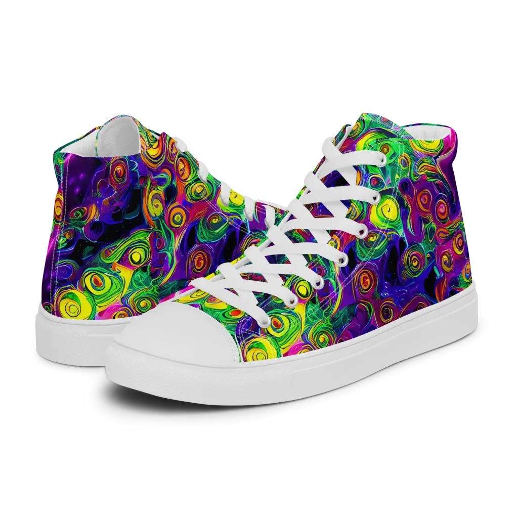 Spiral Fever on Men's High Top Canvas Shoes — Left