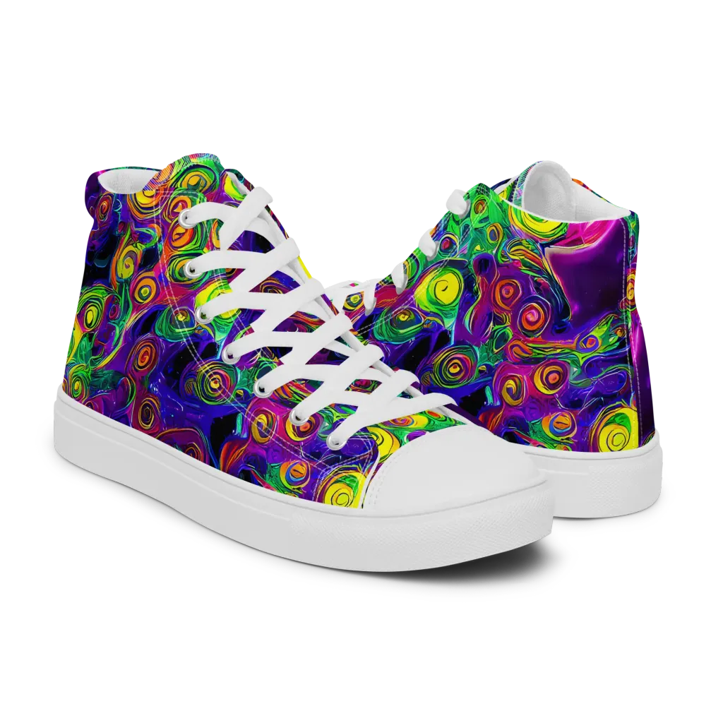 Spiral Fever on Men's High Top Canvas Shoes — Right
