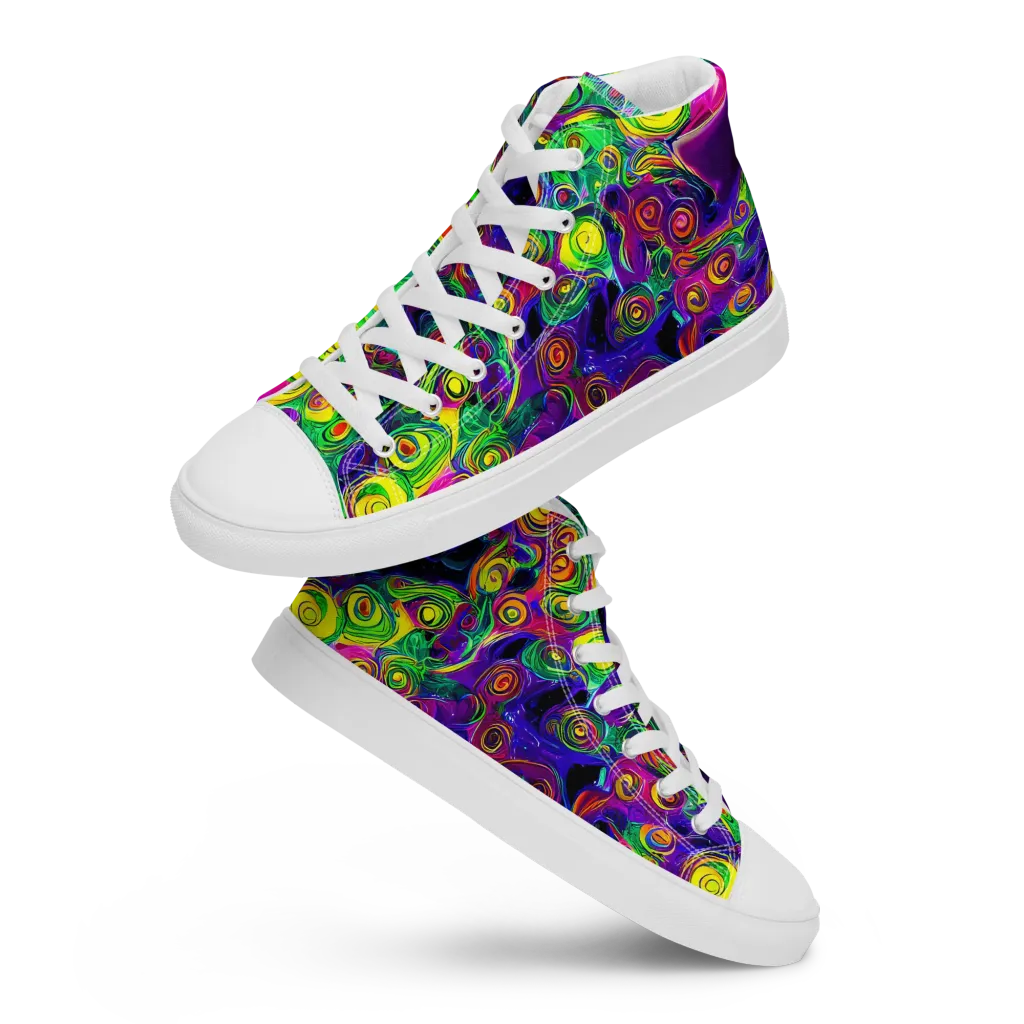 Spiral Fever on Men's High Top Canvas Shoes — Front