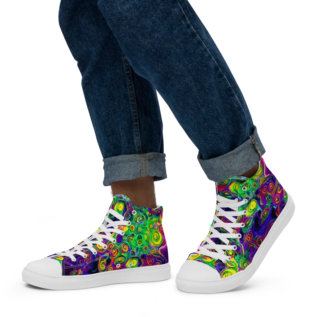 Spiral Fever on Men's High Top Canvas Shoes — Left