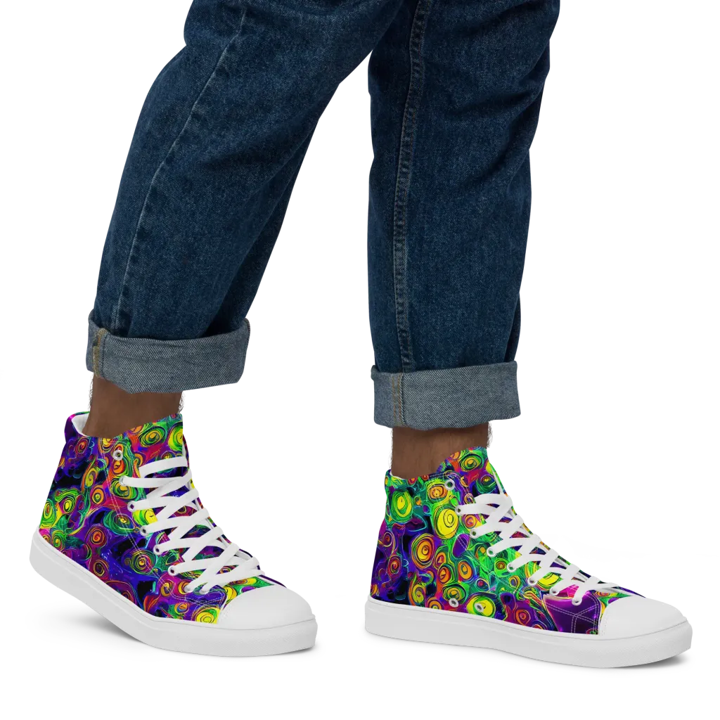 Spiral Fever on Men's High Top Canvas Shoes — Right