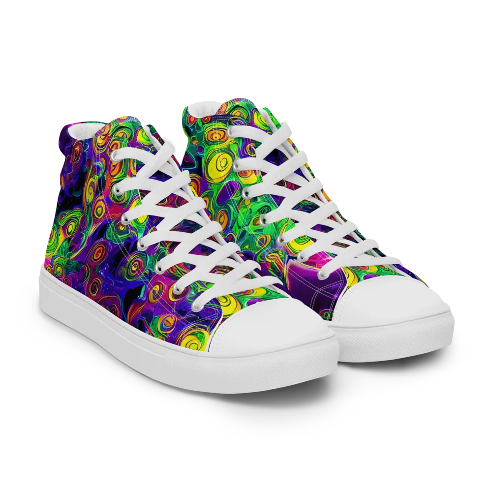 Spiral Fever on Women's High Top Canvas Shoes — Right Front
