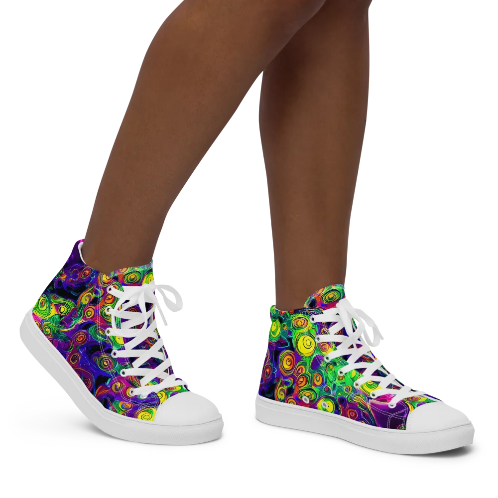 Spiral Fever on Women's High Top Canvas Shoes — Right