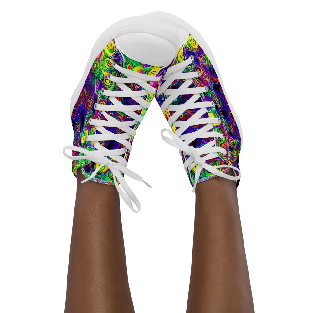 Spiral Fever on Women's High Top Canvas Shoes — Front
