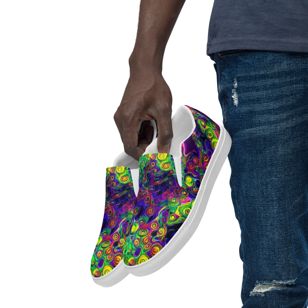 Spiral Fever on Men's Slip-On Canvas Shoes — Left Front