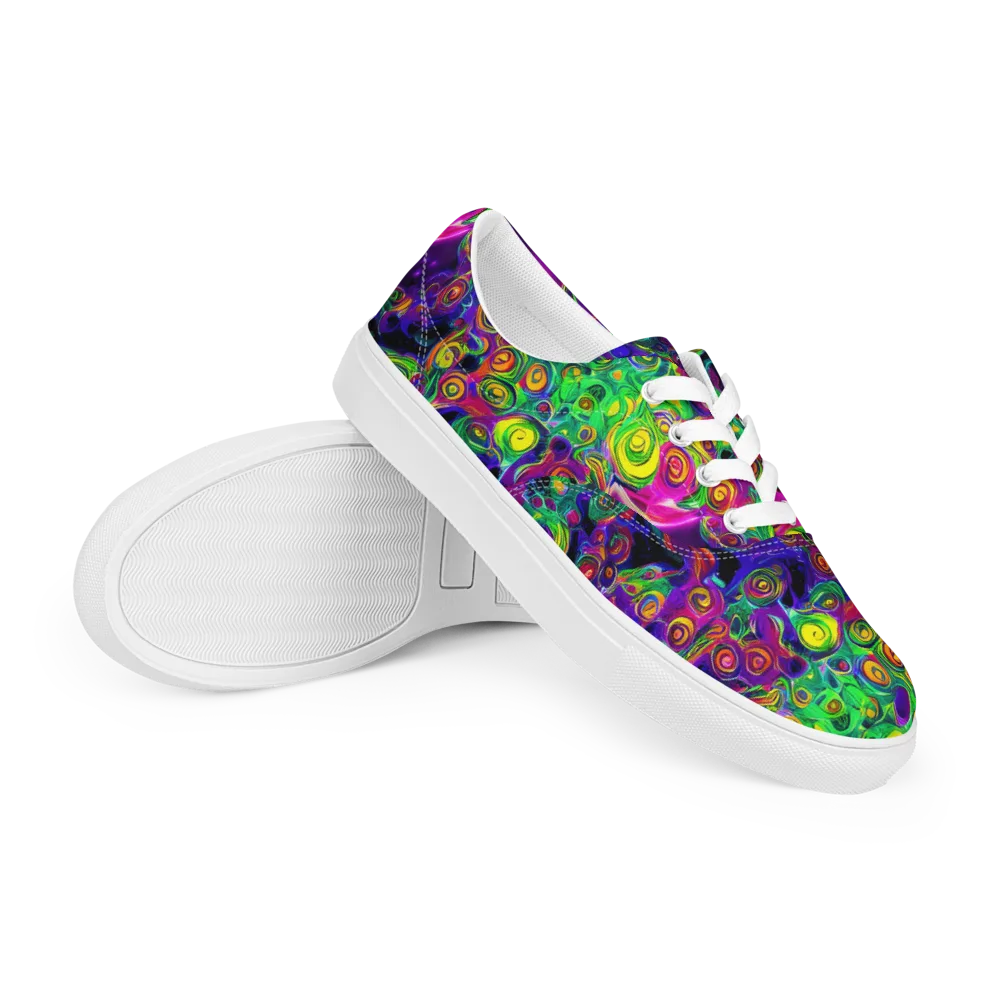Spiral Fever on Men's Lace-Up Canvas Shoes — Right Front