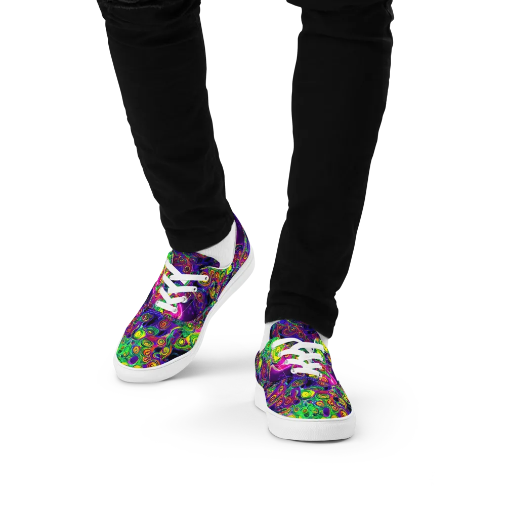 Spiral Fever on Men's Lace-Up Canvas Shoes — Front