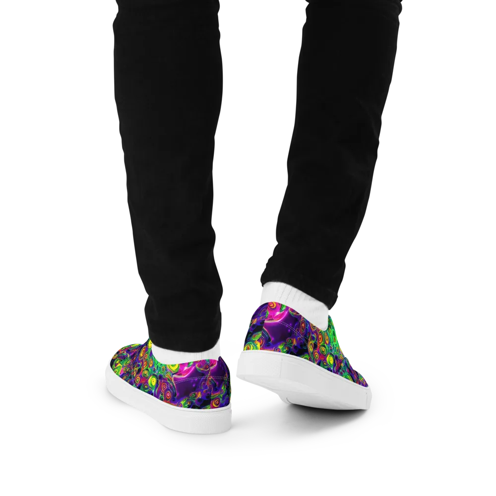 Spiral Fever on Men's Lace-Up Canvas Shoes — Back
